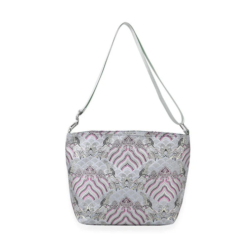 Jacquard-Tasche aus Poly-Satin mit Futter und Reißverschluss, Innentasche, gold