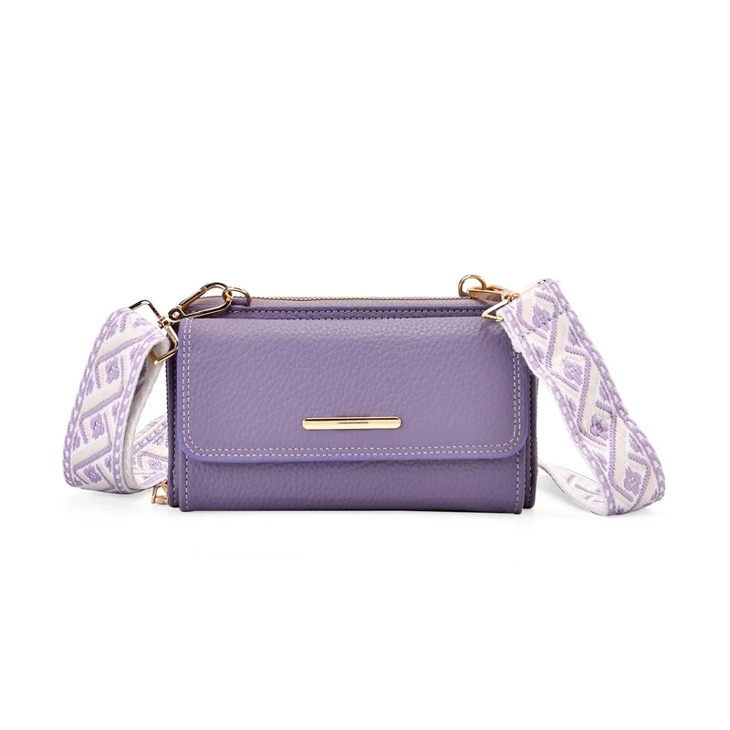 Crossbody-Tasche mit Klappfach und gemustertem Trageriemen, RFID-Schutz, ca. 19x5x11 cm, Grün