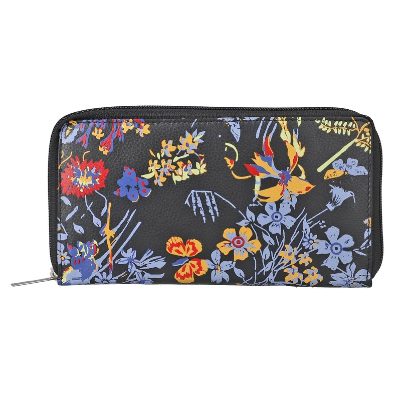 CLOSE OUT - UNION CODE: Brieftasche und RFID schutz, 19x12 cm, Blumenmuster, braun