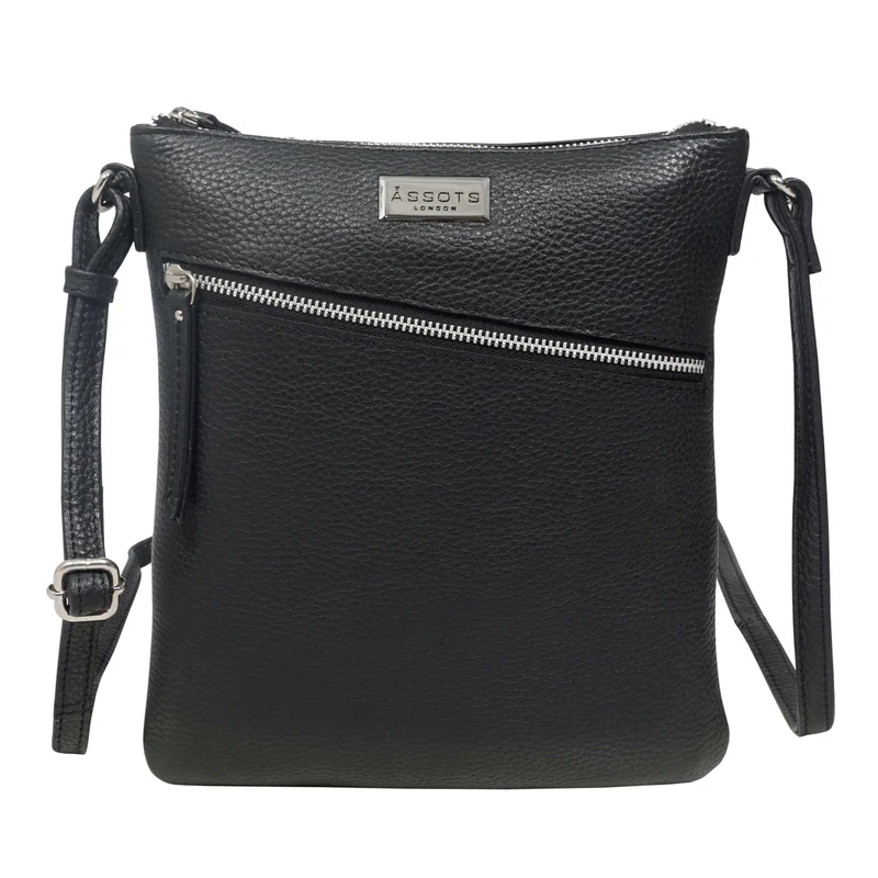 Assots London: Crossbody Tasche aus 100% echtem Leder, 23x21 cm, Ivory