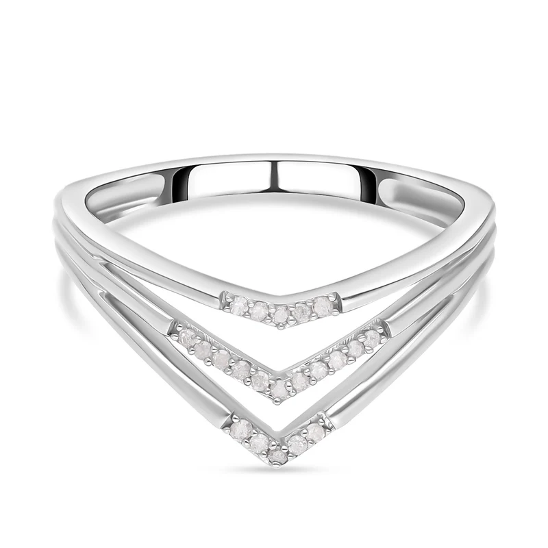 Weißer Diamant Ring, 925 Silber platiniert ca. 0.10 ct