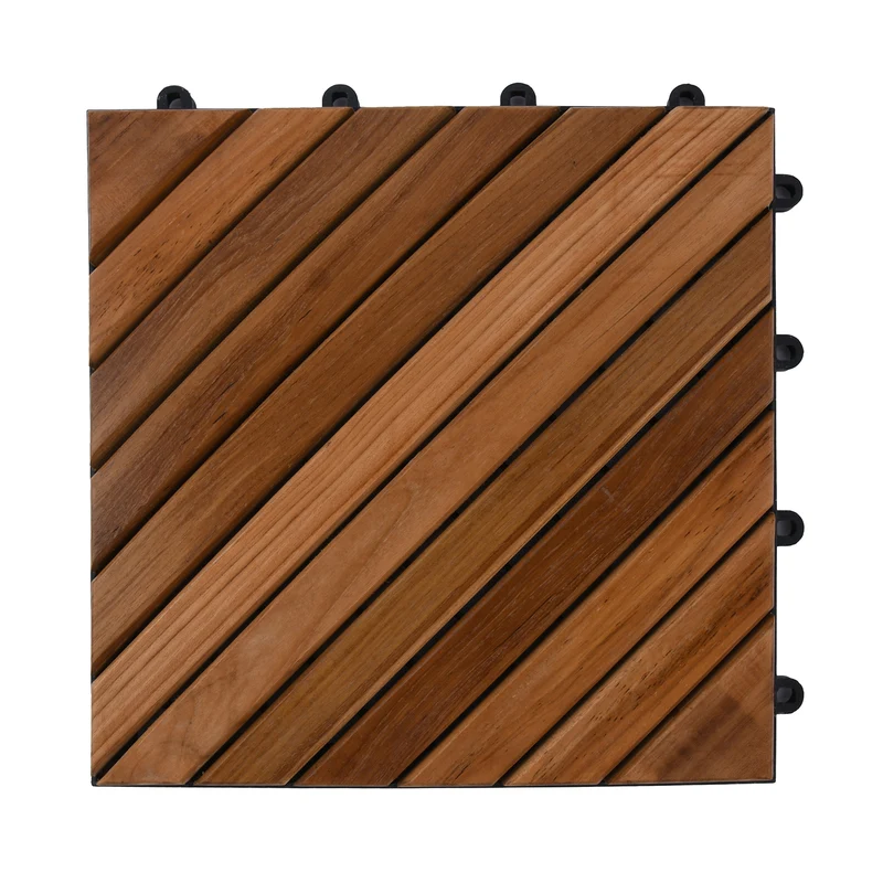 10er-Set Fliesen aus Teakholz, Größe 30x30 cm, Braun