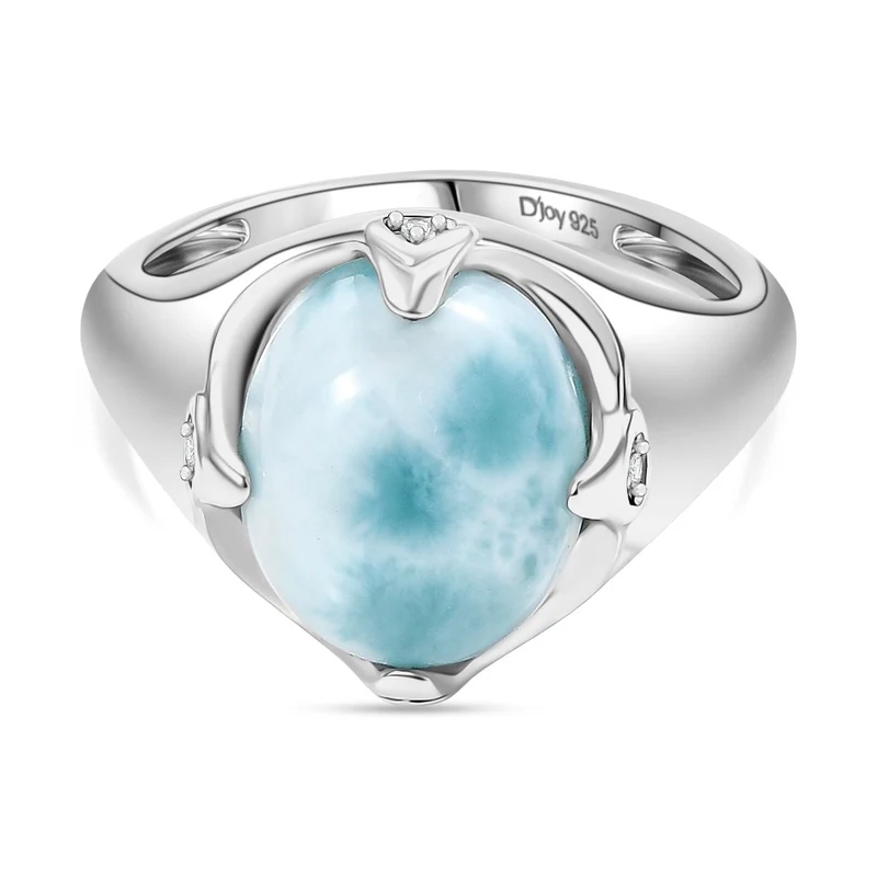 D'Joy Larimar, Weißer Zirkon Ring 925 Silber rhodiniert ca. 5,51 ct