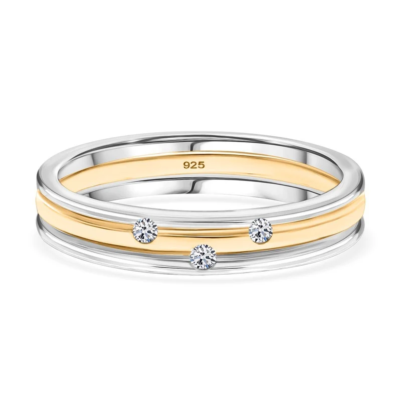 LUXURIANT DIAMOND - Lab Grown Diamant VS-EF Ring 925 Silber bicolor ca. 0.10 ct