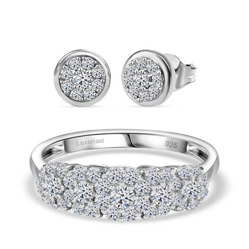 LUXURIANT DIAMOND- Cluster Duo: SI-GH Labor-Diamant-Ohrringe & Ring