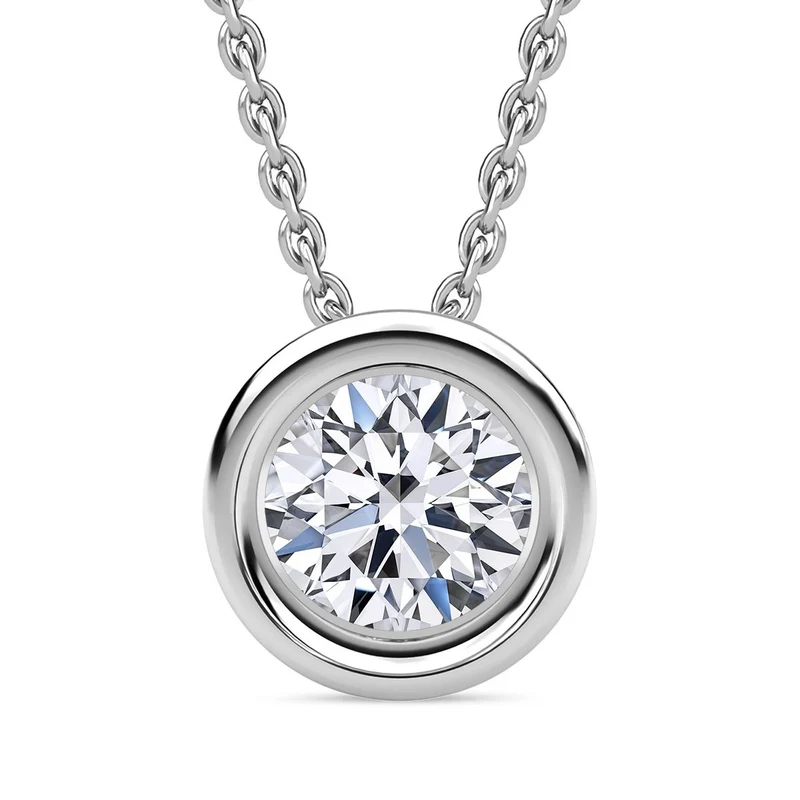 LUXURIANT DIAMOND - Lab Grown Diamant VS-EF Anhänger mit Kette, 925 Silber Gelbgold Vermeil ca. 0.50 ct