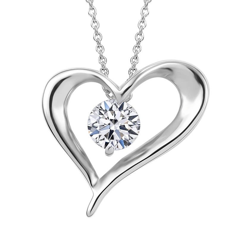 Lab Grown Diamant Anhänger mit Kette ca. 45cm + 2.5 cm Extender 925 Silber ca. 0,65 ct.