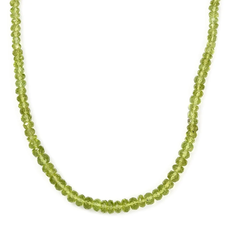 Peridot Halskette ca. 45 cm + 5 cm Extender, 925 Silber 750 Gelbgold Vermeil ca. 90,25 ct.