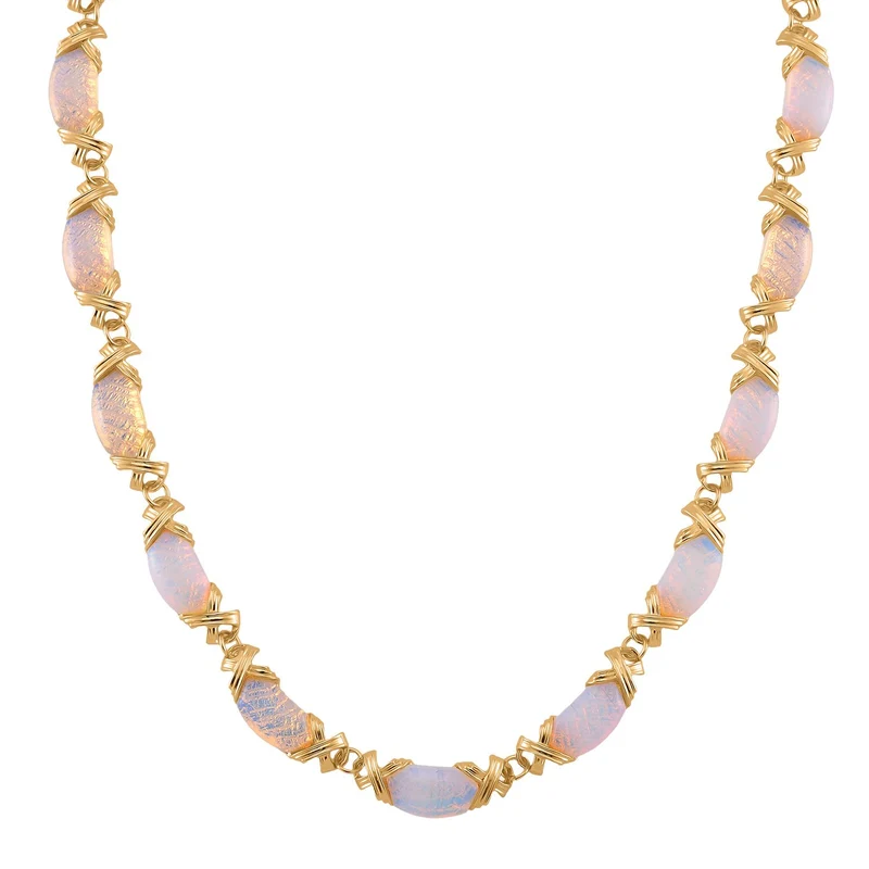 Opalit Halskette, ca. 45 cm + 5 cm Extender, gelb vergoldet ca. 250.00 ct