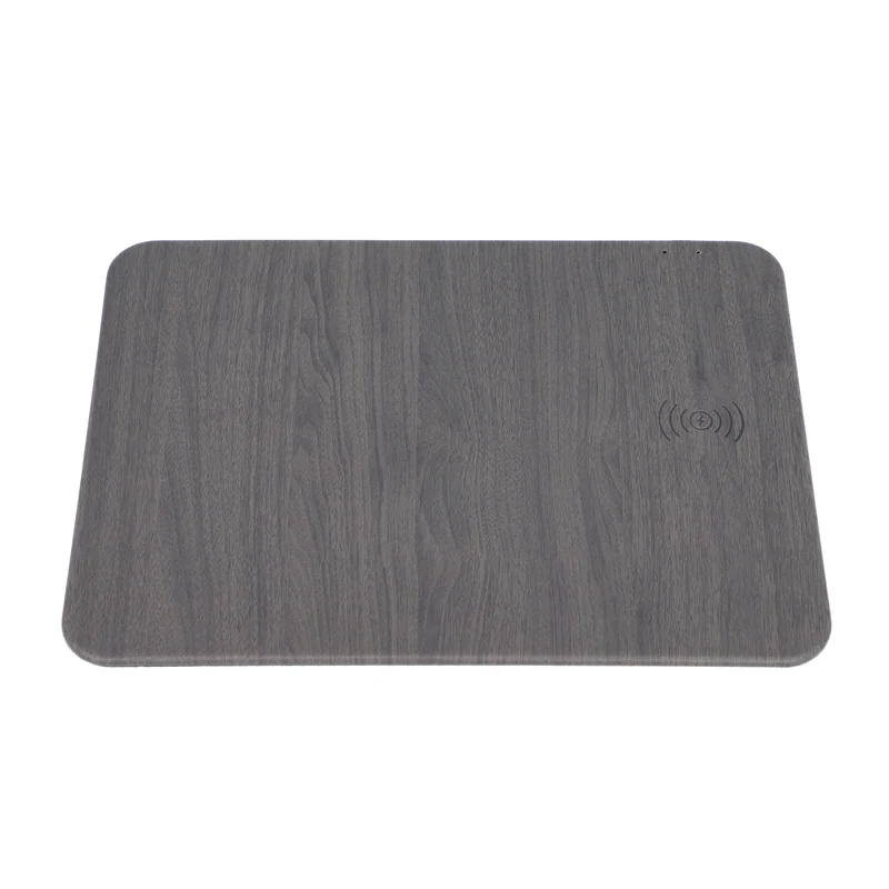 Kabelloses Ladegerät Mauspad, PU Holzmaserung, 30x22 cm, USB-Kabel 100 cm, Schwarz