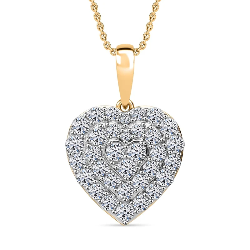 LUXURIANT DIAMOND - Lab Grown Diamant SI-GH SGL zertifiziert Anhänger mit Kette, 925 Silber Gelbgold Vermeil ca. 1.00 ct