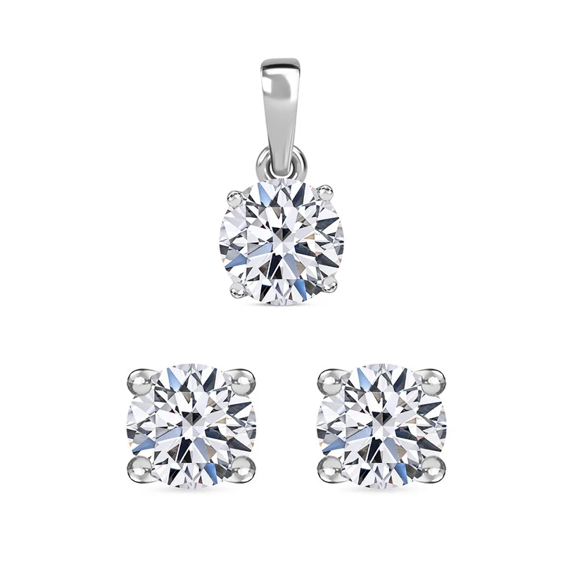 LUXURIANT DIAMOND- SGL zertifizierte VS-EF Labor Diamant Ohrringe und Anhänger in 375 Weißgold