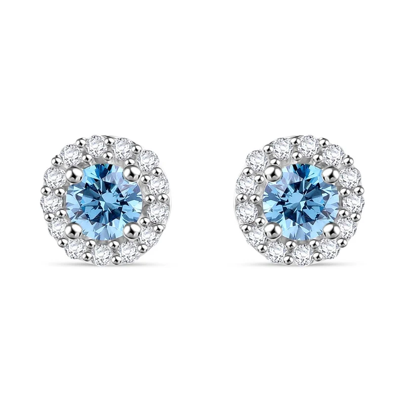 LUXURIANT DIAMOND - Lab Grown Blauer Diamant, Lab Grown Diamant SI-GH Ohrringe 925 Silber platiniert ca. 0.50 ct