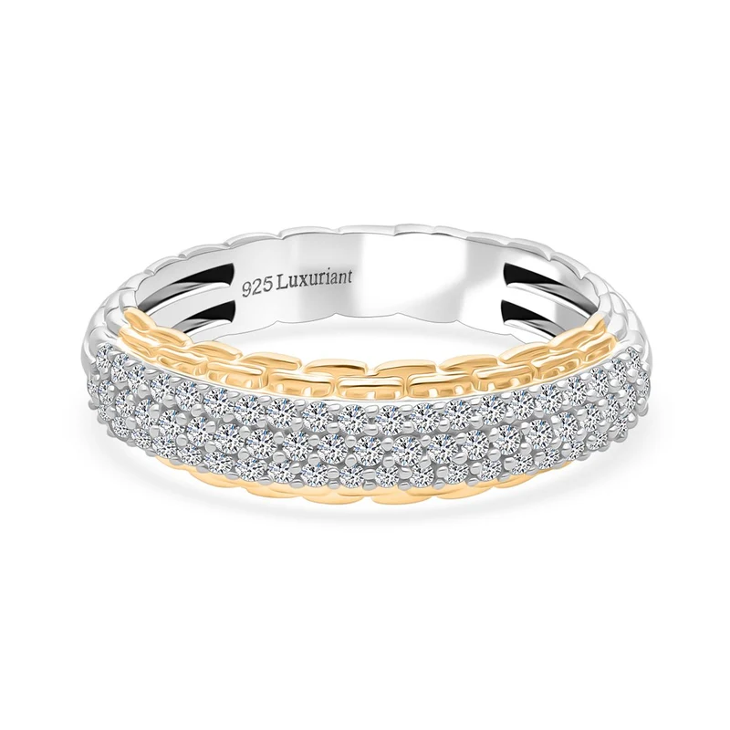 LUXURIANT DIAMOND - Lab Grown Diamant SI-GH Ring 925 Silber Rhodiniert und 750 Gelbgold Vermeil ca. 0,50 ct