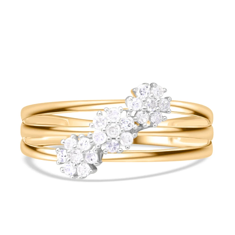 Weißer Diamant P Ring 925 Silber Gelbgold Vermeil ca. 0,33 ct