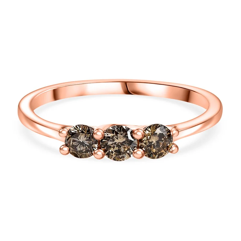 D'Joy Natürlicher Champagner Diamant Ring 925 Silber 750 Roségold Vermeil ca. 0,50 ct