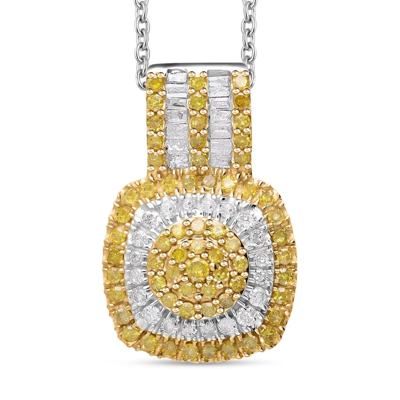 Grüner Diamant, Weißer Diamant Schmuckset 925 Silber platiniert ca. 1.00 ct
