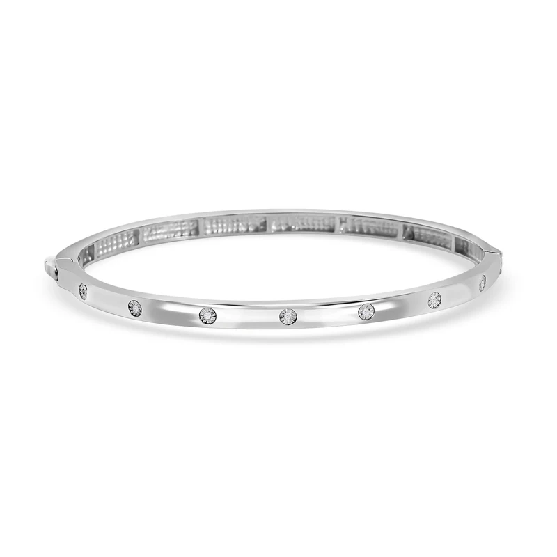 Weißer Diamant Armreif ca. 19 cm Messing