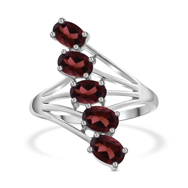 Roter Granat Ring 925 Silber rhodiniert ca. 2,81 ct