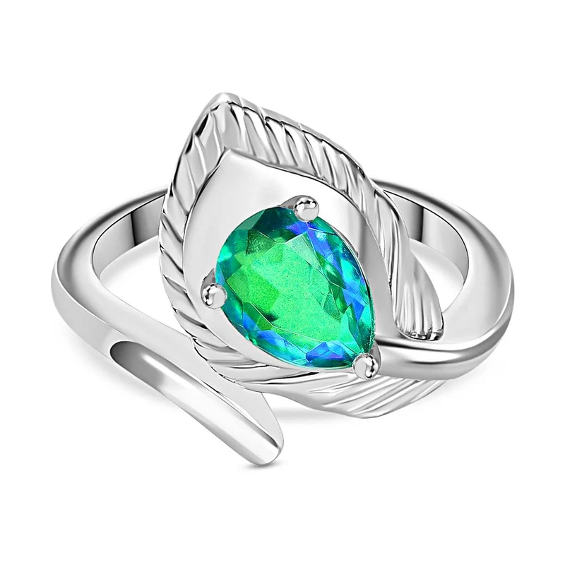 Pfau Quarz Triplette Ring 925 Silber rhodiniert ca. 1,32 ct