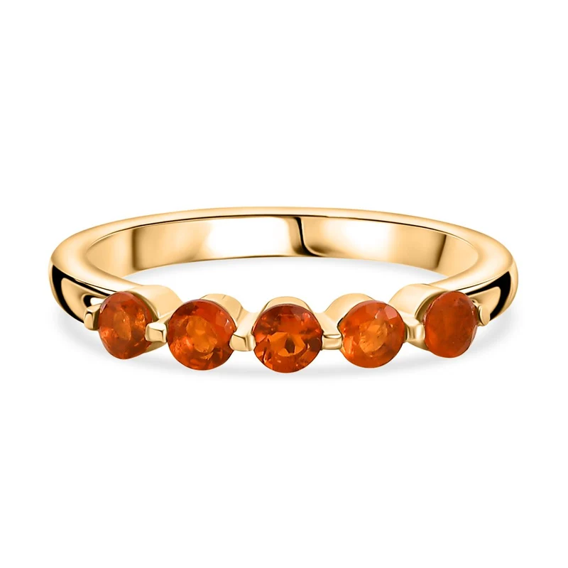 D'Joy AA Salamanca Feueropal Ring 925 Silber 750 Gelb Vergoldet ca. 0,41 ct