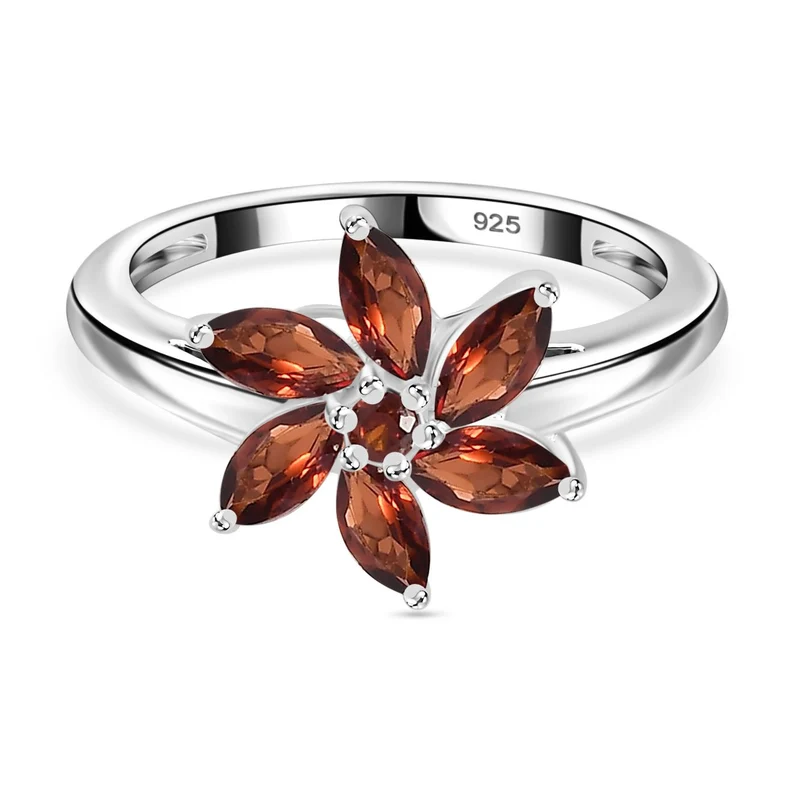 Roter Granat Ring 925 Silber ca. 1,16 ct