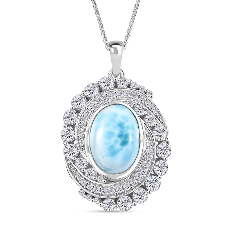 D'Joy Larimar, Weißer Zirkon Schmuckset ca. 45 cm 925 Silber rhodiniert ca. 10.59 ct