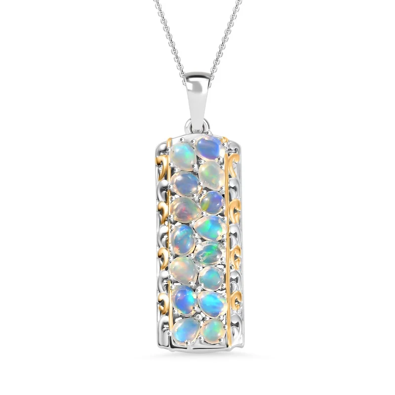 Natürlicher, äthiopischer Welo Opal Schmuckset 925 Silber rhodiniert ca. 1.51 ct