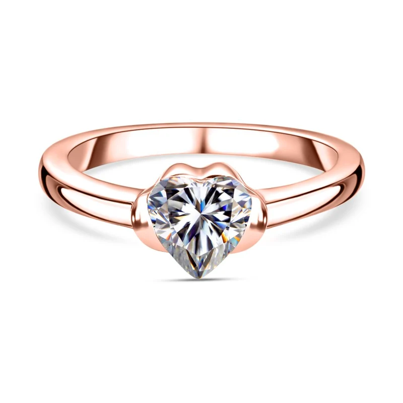 Moissanit Ringe 925 Silber Roségold Vermeil ca. 0.93 ct