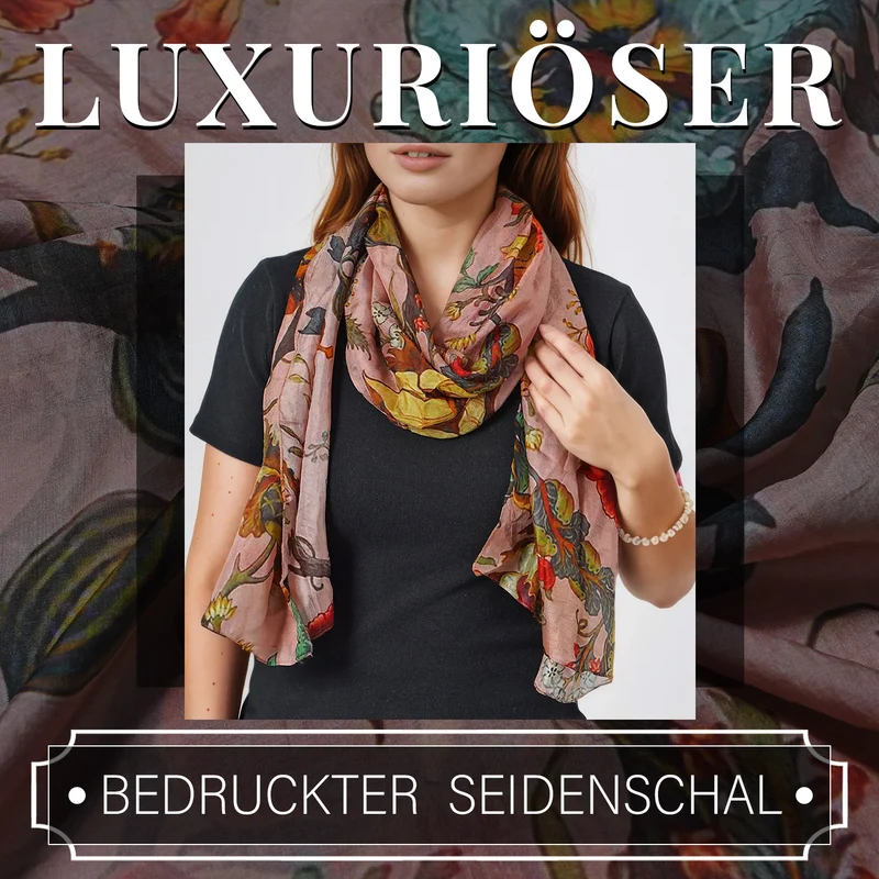 Bedruckter Seidenschal, Größe: 50 x 170 cm