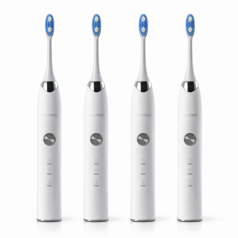 BEAUTECH 4er-Set Elektronische Schallzahnbürste mit 2 Bürstenköpfen, Wasserdicht IPX7, USB-Kabel, 5 Modi