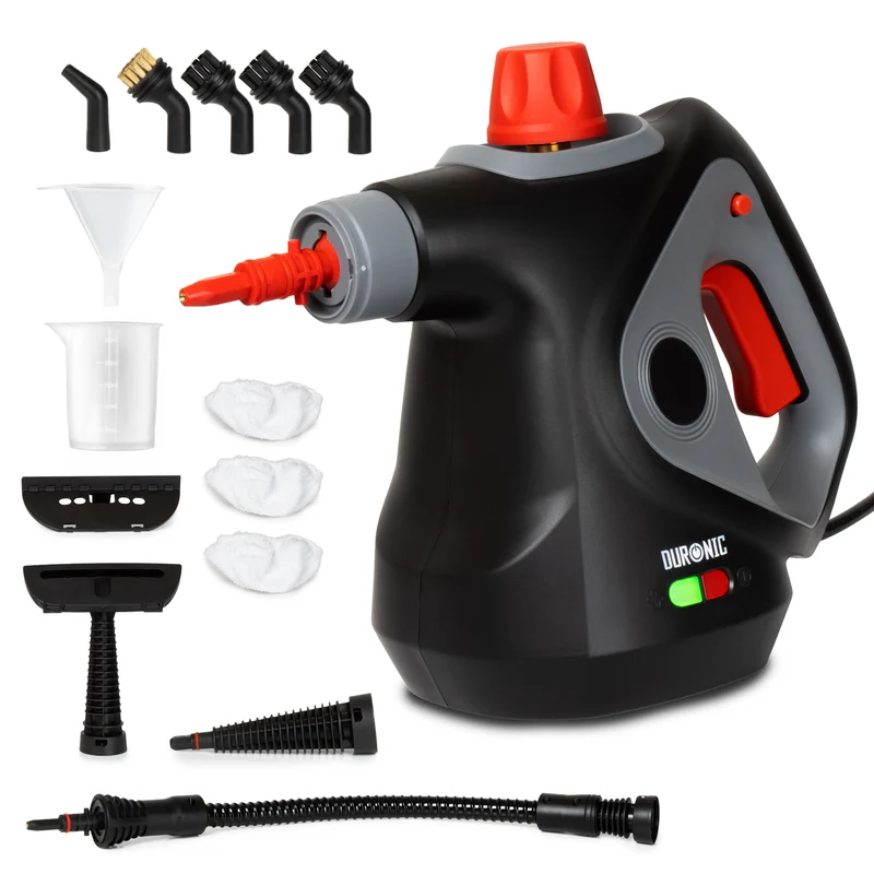 Duronic SC32 BK Dampfreiniger, Polster und Teppichreiniger Gerät, 1050 Watt Polsterreiniger, Handdampfreiniger mit 3 m Kabel, Handgerät mit 350 ml