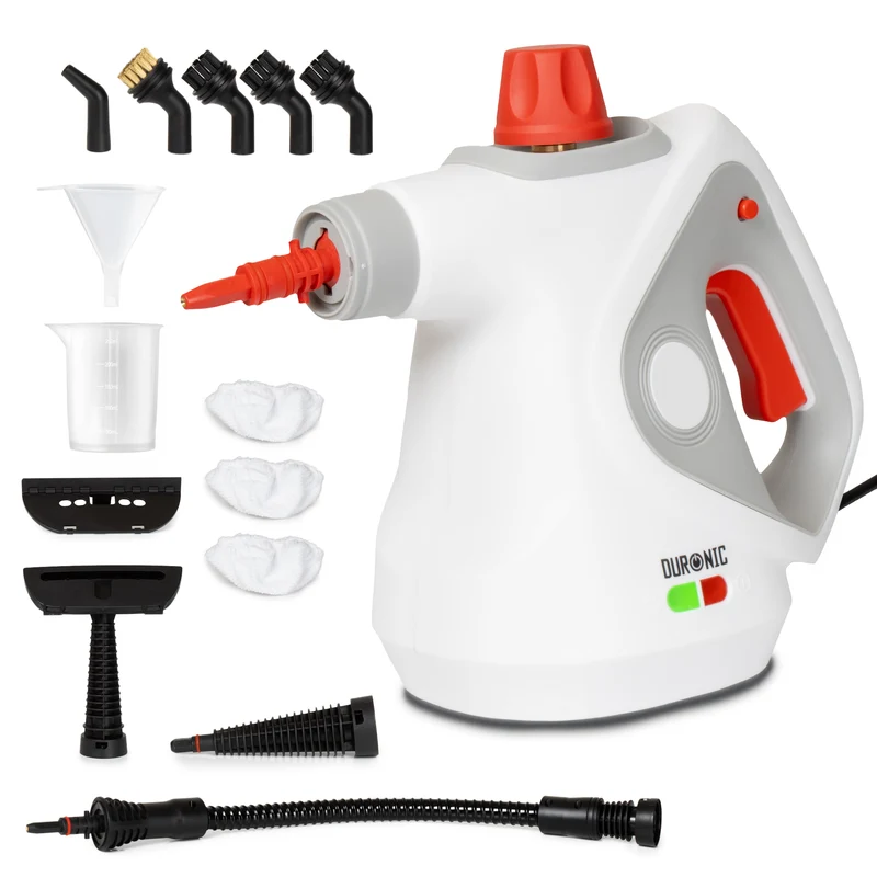 Duronic SC32 WE Dampfreiniger, Polster und Teppichreiniger Gerät, 1050 Watt Polsterreiniger, Handdampfreiniger mit 3 m Kabel, Handgerät mit 350 ml