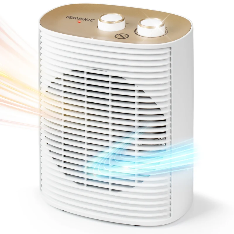 Duronic HV32 WE Heizlüfter, 2000 Watt Elektroheizung für Steckdose, kleine Mini Heizung als Fußwärmer, Elektroheizkörper mit 2 Stufen, Kaltfunktion