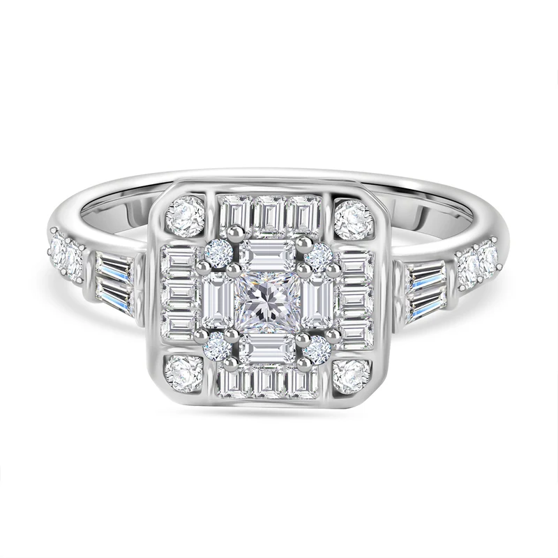 LUSTRO STELLA - Weißer Zirkonia Ring, 925 Silber rhodiniert, ca. 2.03 ct