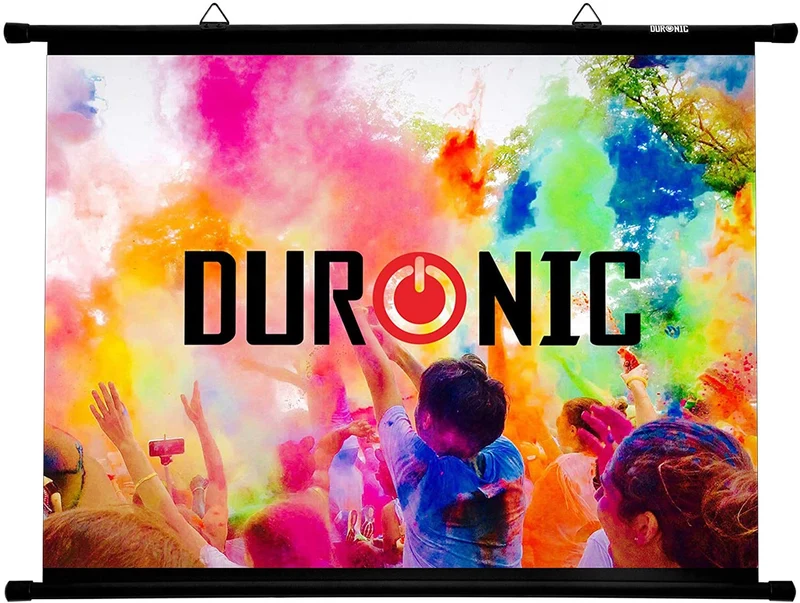 Duronic BPS50 4:3 Projektor-Leinwand, Beamer-Leinwand 50 Zoll, Heimkino mit 4K Full HD 3D, Rollo-Leinwand 1.0 Gain, Projektorleinwand für Wandmontage, Filmnacht, Videoleinwand für Büro Schulen