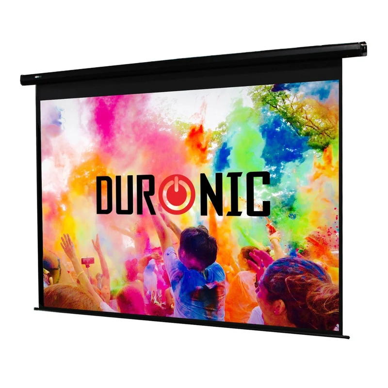 Duronic EPS80 Leinwand | 79 Zoll Rollo mit 163 x 122 cm | 4:3 Heimkino mit 4K Full HD 3D | Projektionsleinwand für Decken- und Wandmontage | Gain 1.0 | Beamerleinwand mit Motor für Fernbedienung