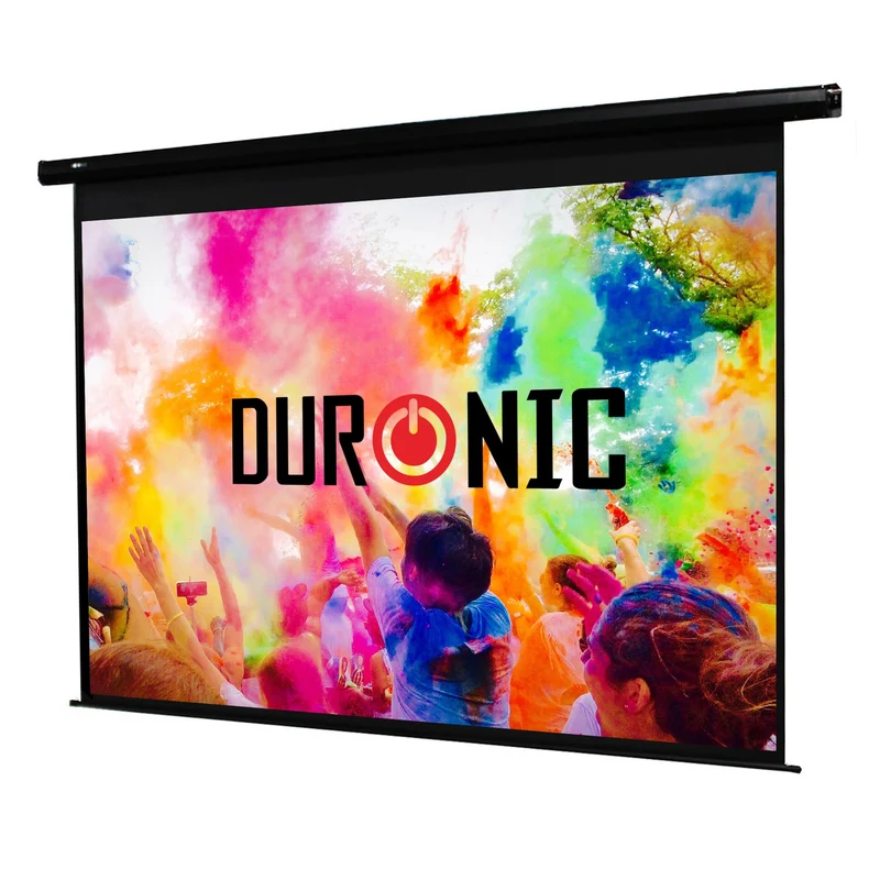 Duronic EPS60 Leinwand | 60 Zoll Rollo mit 122 x 91 cm | 4:3 Heimkino mit 4K Full HD 3D | Projektionsleinwand für Decken- und Wandmontage | Gain 1.0 | Beamerleinwand mit Motor für Fernbedienung