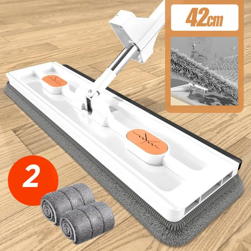 Flachmopp mit Freihand-Auswringsystem | 360° Bodenwischer mit Mikrofaserpad | Für Parkett, Fliesen & Laminat