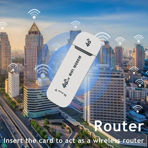 4G LTE USB WLAN-Router 150 Mbit/s | Mobiler Hotspot für bis zu 10 Geräte | 2,4 GHz WiFi, kompakt 96×33×12 mm