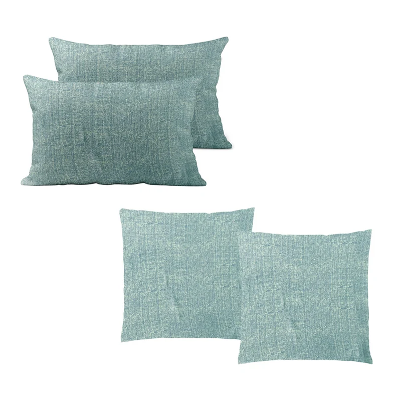 4-teiliges Set - Elegante melierte Kissenhüllen aus hypoallergener und atmungsaktiver Mikrofaser, 2x 40x40 cm und 2x 40x80 cm, Türkis