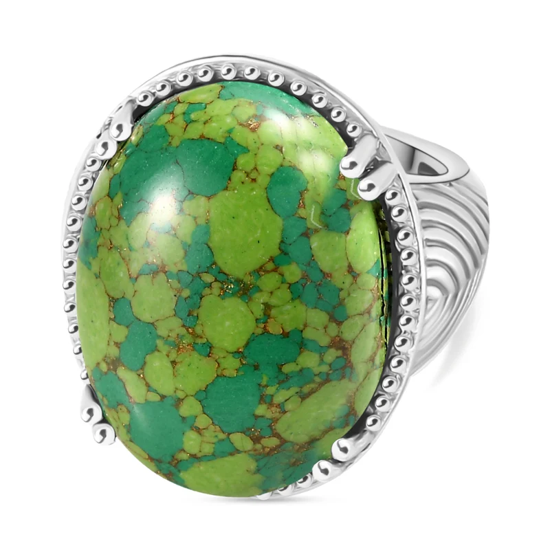Grünes Türkis Ring Edelstahl ca. 22,58 ct