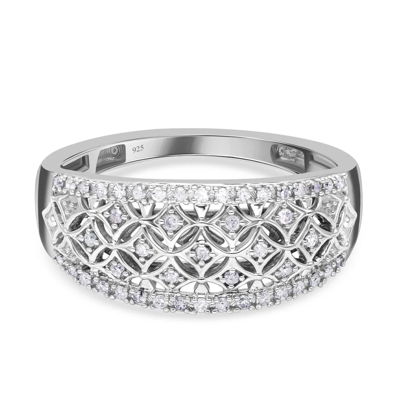 Weißer Diamant Ring, 925 Silber platiniert ca. 0.20 ct
