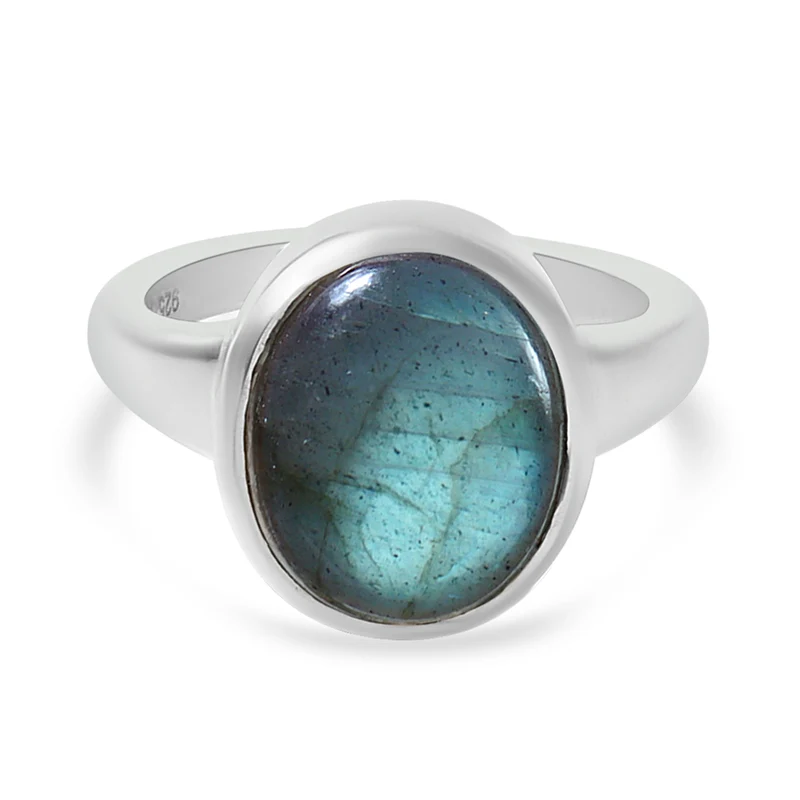 Labradorit-Ring, 925 Silber platiniert ca. 5,76 ct