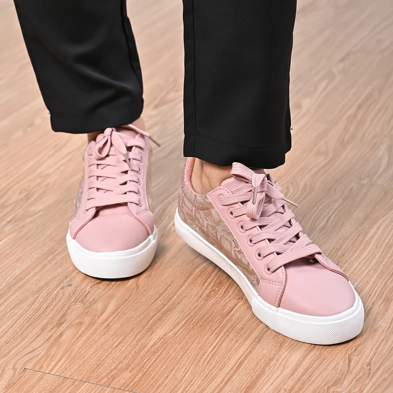 LA MAREY - Sneaker aus Kunstleder, Schlangenhautmuster, Größe 37, Rosa