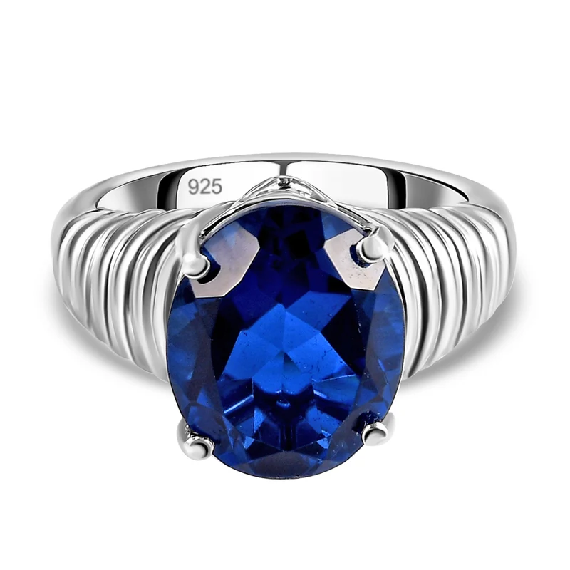 Ceylon Farbe Quarz-Ring, 925 Silber platiniert ca. 5.01 ct