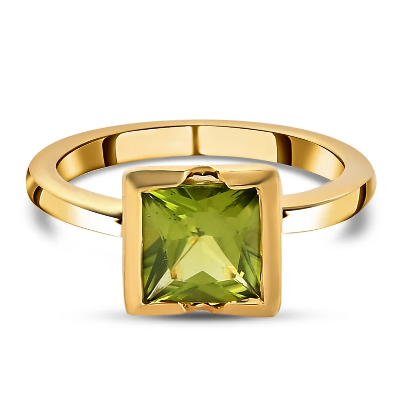 Natürlicher Peridot-Ring, 925 Silber vergoldet ca. 1,67 ct