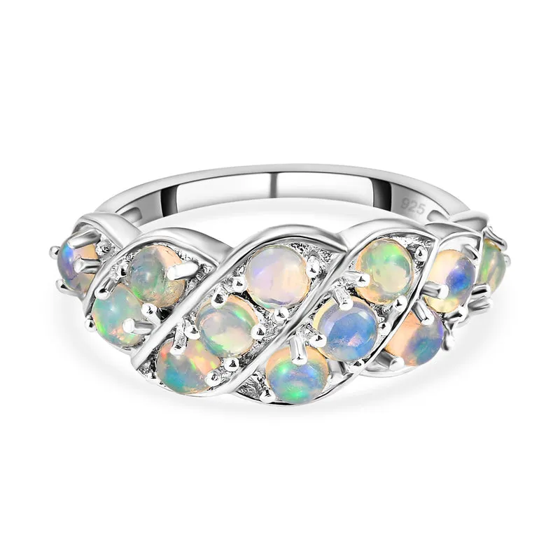 Natürlicher, äthiopischer Opal-Ring, 925 Silber platiniert ca. 1,16 ct