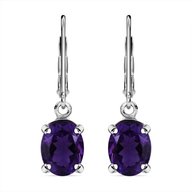 AA Lusaka Amethyst Ohrringe 925 Silber platiniert ca. 3.68 ct