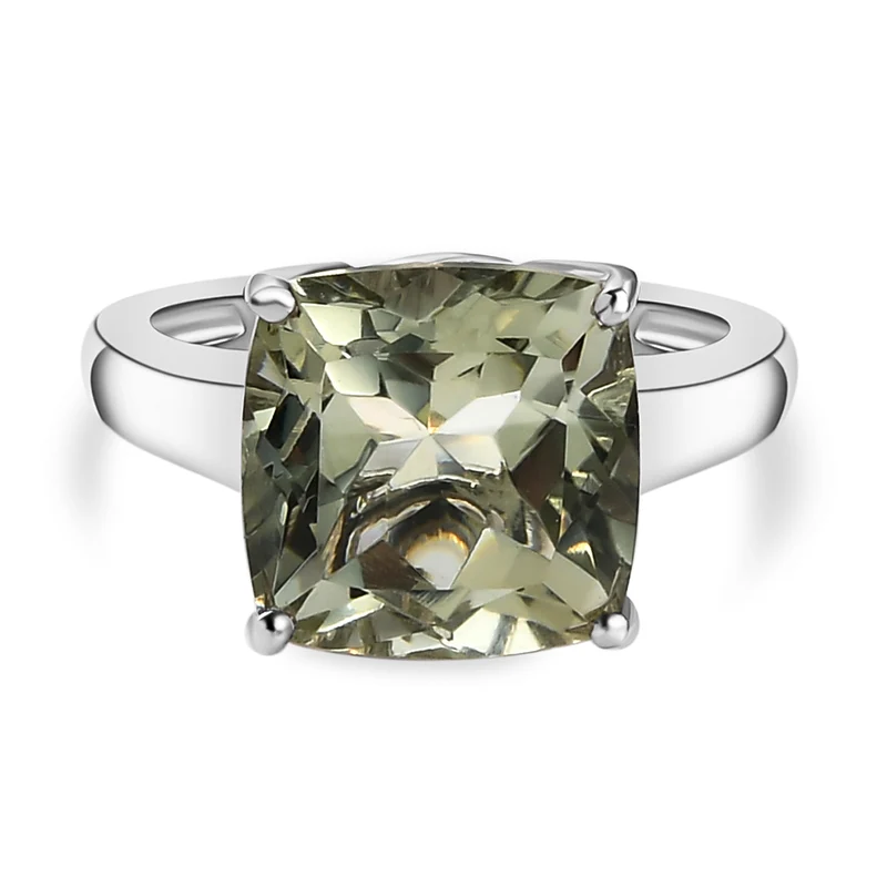 Prasiolith-Ring, 925 Silber platiniert ca. 5,71 ct